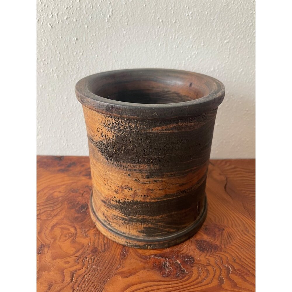 Handmade Wood Carved Vase or Planter